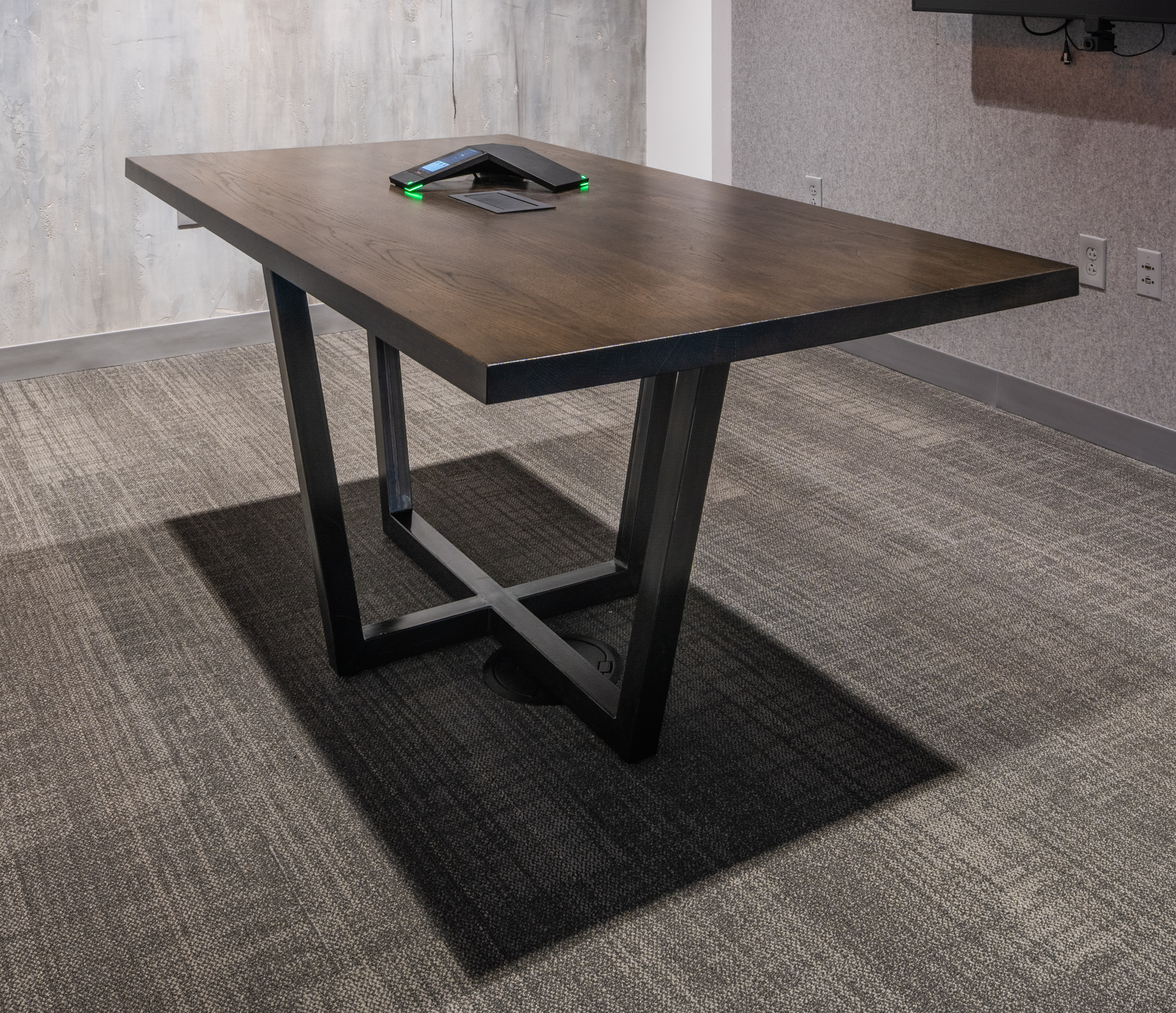 Stained ash meeting table with integrated power and data channel