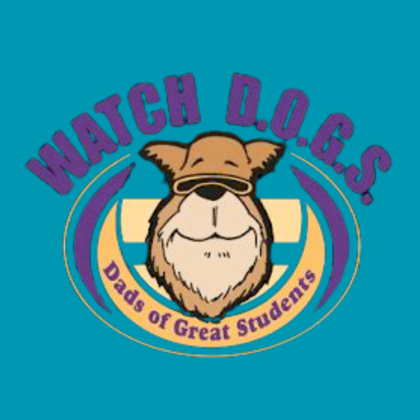 Watch D.O.G.S. (Dads of Great Students) logo featuring a dog mascot wearing sunglasses.