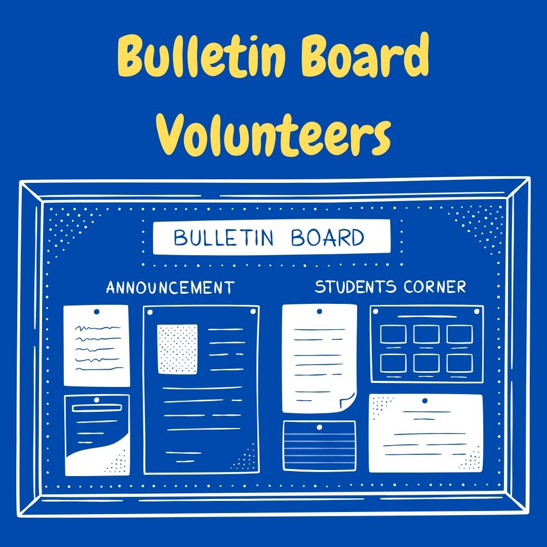 Bulletin Board Volunteers graphic with an illustrated bulletin board.
