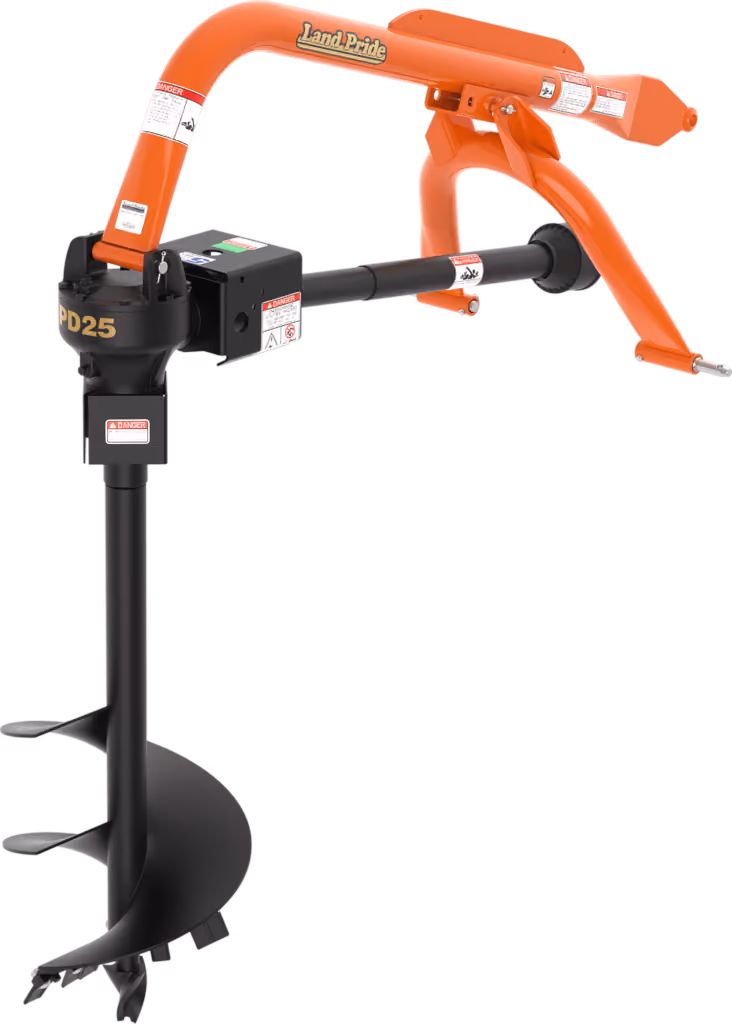 Auger attachment with spiral drill bit on a white studio background.