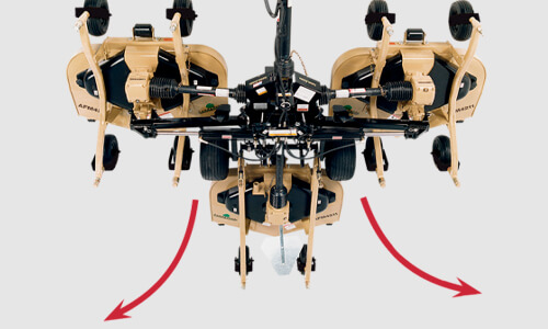 Detail highlighting Counter blade rotation on left deck on Grooming Mowers AFM42 Series.