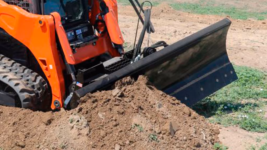 Orange Kubota mower with cutting deck.