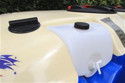 Detail highlighting Built in Back Flush on Fantini Trailed Sprayers.