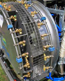 Detail highlighting Fan on Atom Self Propelled Orchard Sprayer.