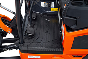 Detail highlighting Operator Platform Layout on Kubota U17-5 Premium Mini Excavator.