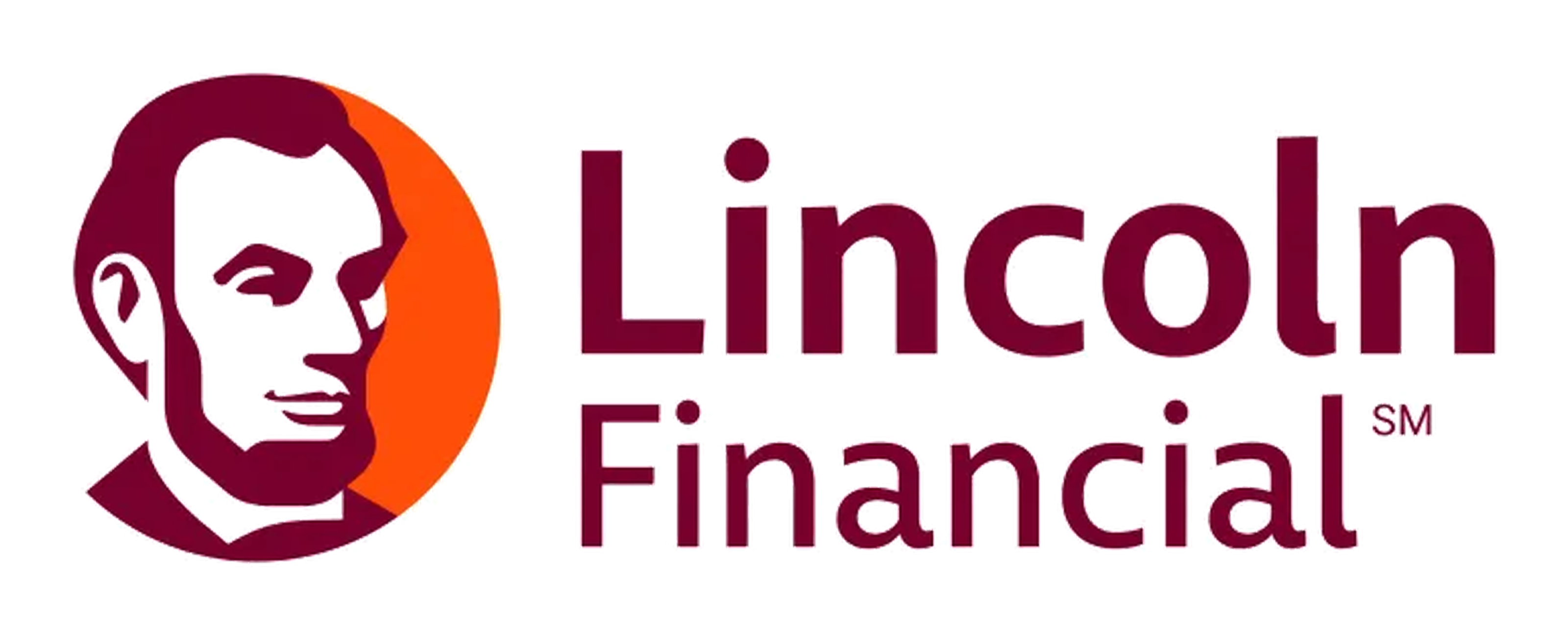 Lincoln Financial logo with stylized face of Abraham Lincoln in orange circle.