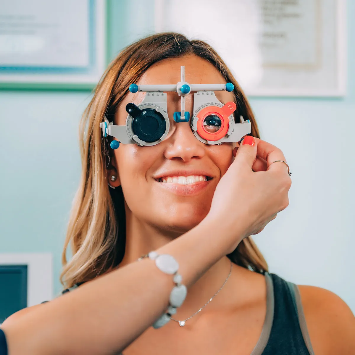 Women having an NHS eye examination at Neil Gordon Opticians