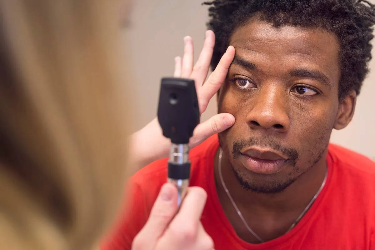 Man having an eye exam at Neil Gordon Opticians in East Ham, Newham