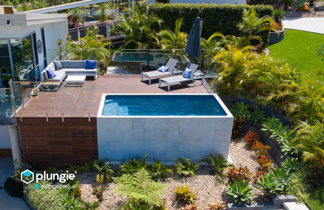 Plungie Original 15x8 precast concrete pool model — DropIn Oasis Pools Houston