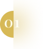 Gold circle with white text '01' inside on a white background.