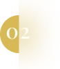 Beige circle with white text '02' centered, with a scalloped left edge.