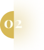 Gold circle with white number 02 centered on left side with scattered gold particles on right.