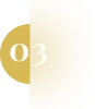 White number 03 on a gold circular background with a vertical gold band on the left.