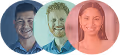 Three students in a round shape profile picture