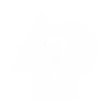 White abstract icon resembling an airplane with motion lines on a transparent background.