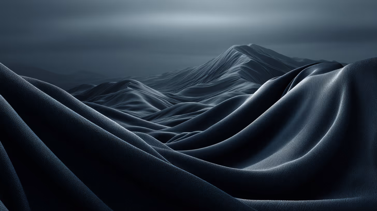 Landscape of draped recycled coffee yarn fabric — sustainable circular textile innovation — EECOFF Technology