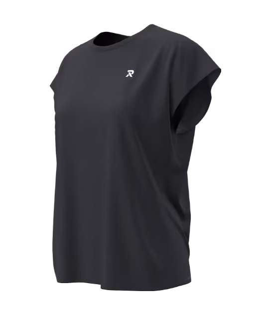 women's sustainable black t-shirt — recycled coffee yarn — breathable moisture-wicking underwear base layer — EECOFF Technology