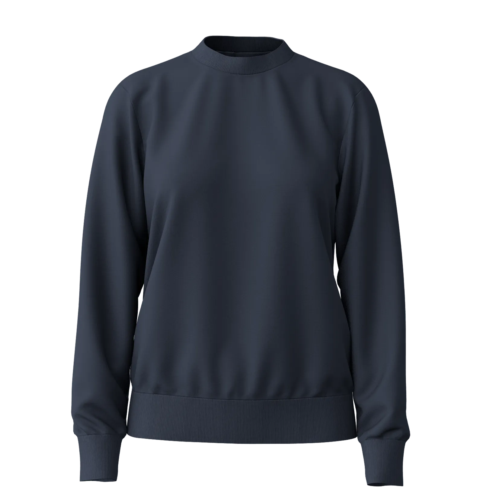 Women's sustainable navy workwear sweat shirt — recycled coffee yarn — odour-resistant corporate wear — EECOFF Technology
