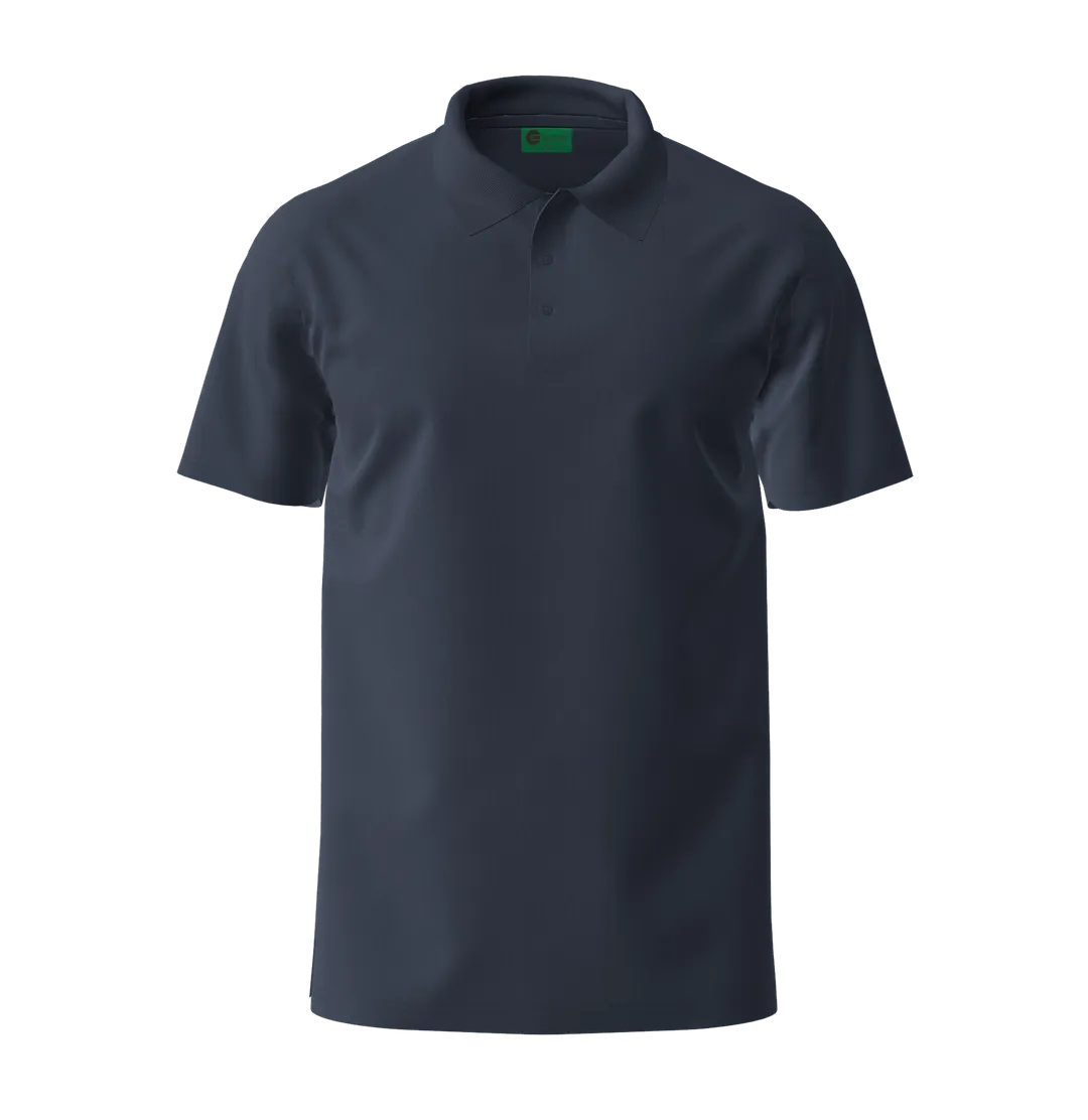 Men's sustainable navy workwear polo shirt — recycled coffee yarn — odour-resistant corporate wear — EECOFF Technology