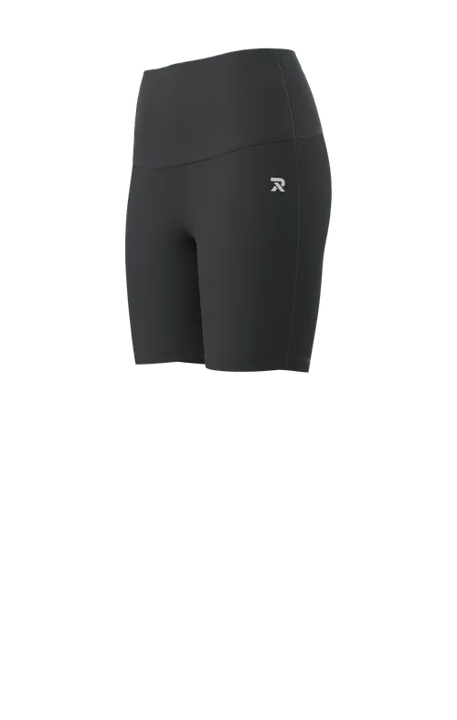 women's sustainable black biker shorts — recycled coffee yarn — high-waist moisture-wicking circular sportswear — EECOFF Technology