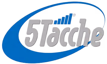 Logo with the word '5Tacche' in gray and blue with a blue swoosh around it.