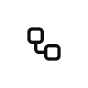 Black geometric design with three interconnected squares on a black background.