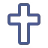 Simple blue cross icon with rounded edges on a white background.