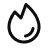Black outline icon of a flame inside a droplet shape