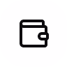 Icon of a closed wallet with a strap on the right side.