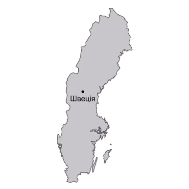 Gray map outline of Sweden with the country's name written in Cyrillic script inside.