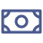 Blue document icon with a folded corner and a circle in the center on a white background.