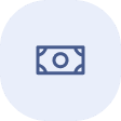 Icon of a single banknote with a circle in the center on a rounded light blue background.