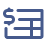 Blue document icon with a folded corner and a circle in the center on a white background.