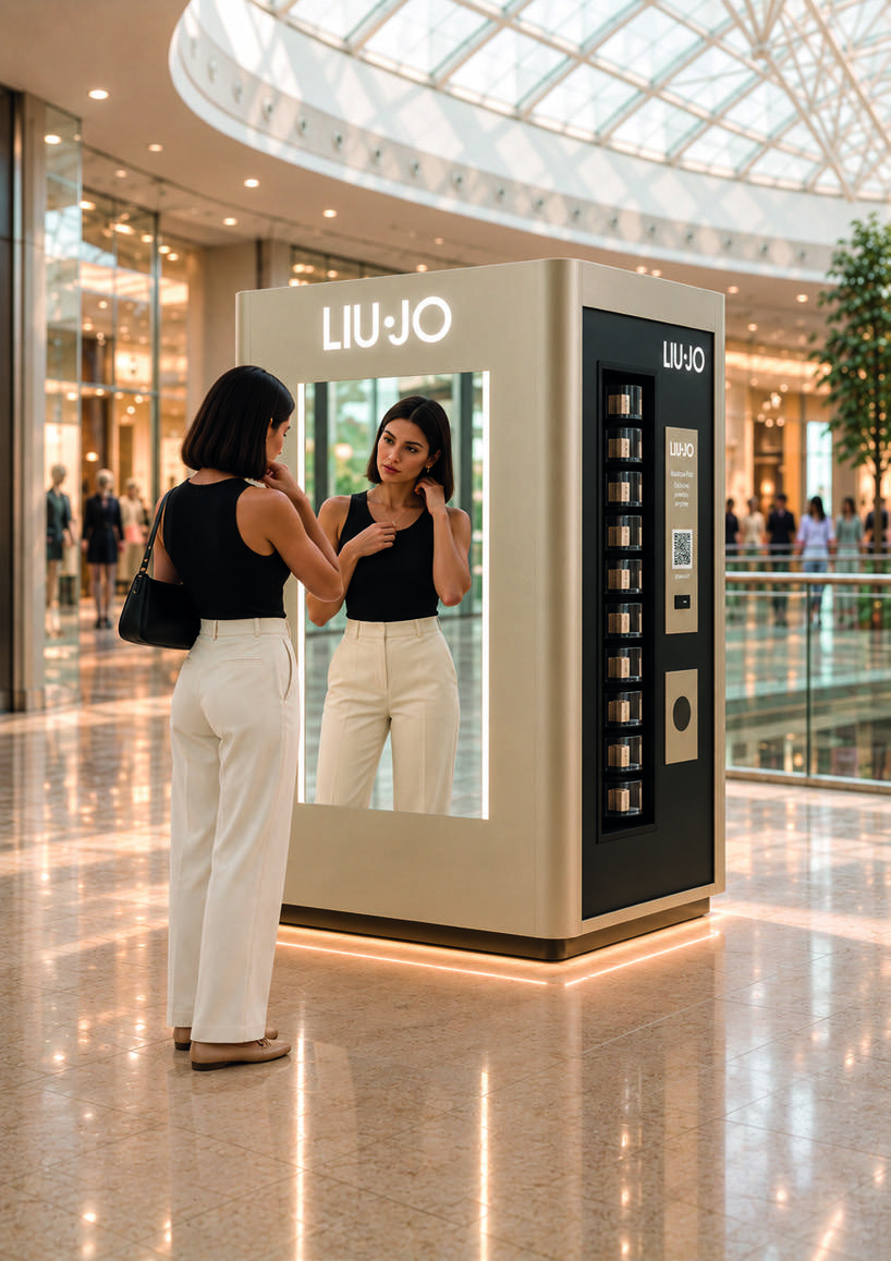 Cliente prova un gioiello con il Virtual Try-On del Boutique Pod