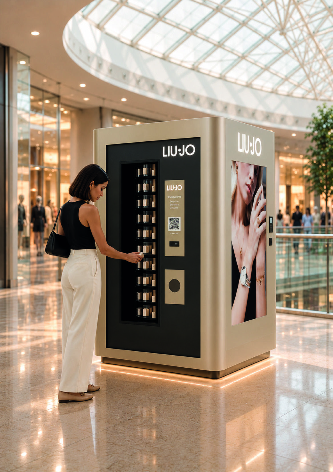 Boutique Pod, esperienza di retailtainment con display e vetrina illuminata