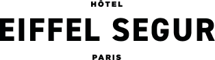Logo de l'hôtel Eiffel Ségur avec une tour Eiffel stylisée.