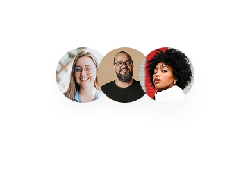 Headshots of three diverse people with text, 'CARE Circle 3 friends completed today's challenge.'