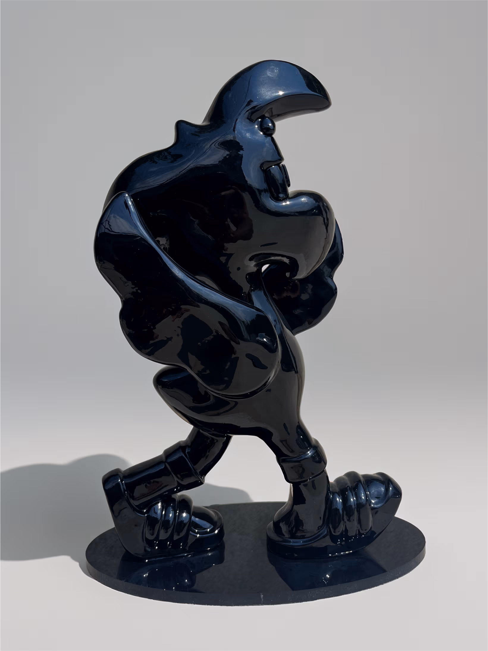 Sculpture Roger le Flamant Rose n°1, finition noir brillant