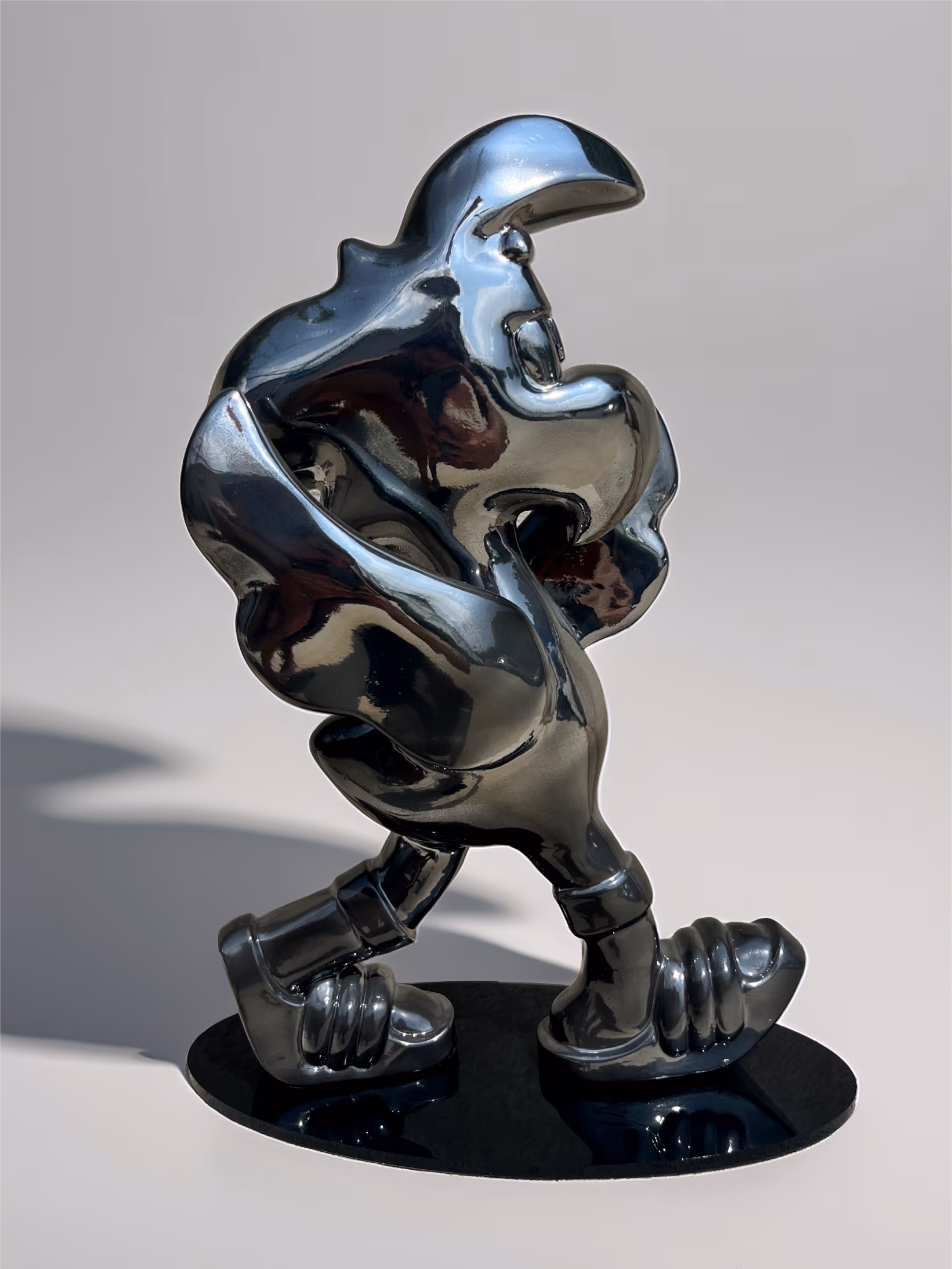 Sculpture Roger le Flamant Rose n°3, finition chrome