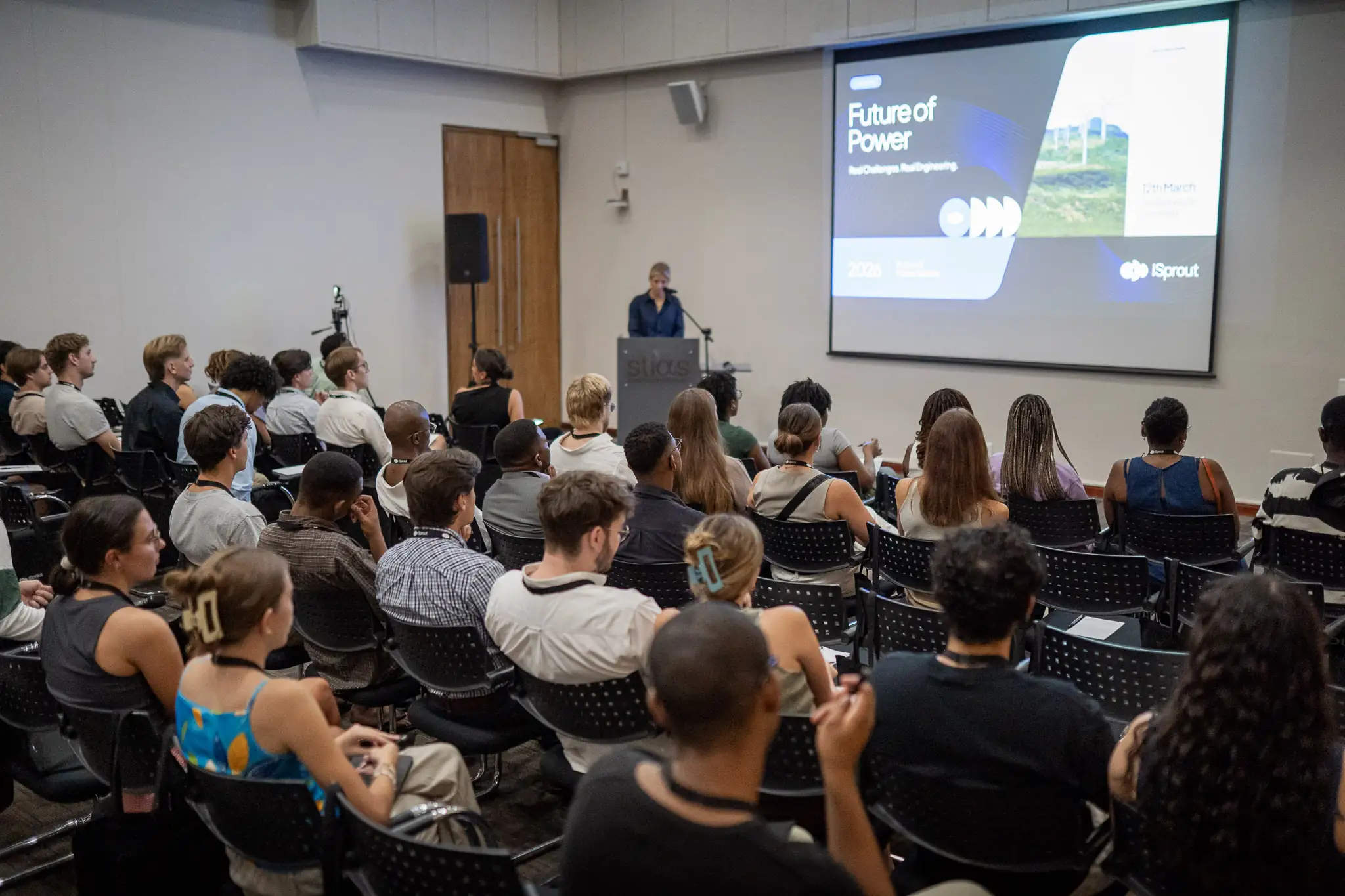 Event photographer Stellenbosch — iSprout Future of Power Summit group photo at STIAS, Stellenbosch University