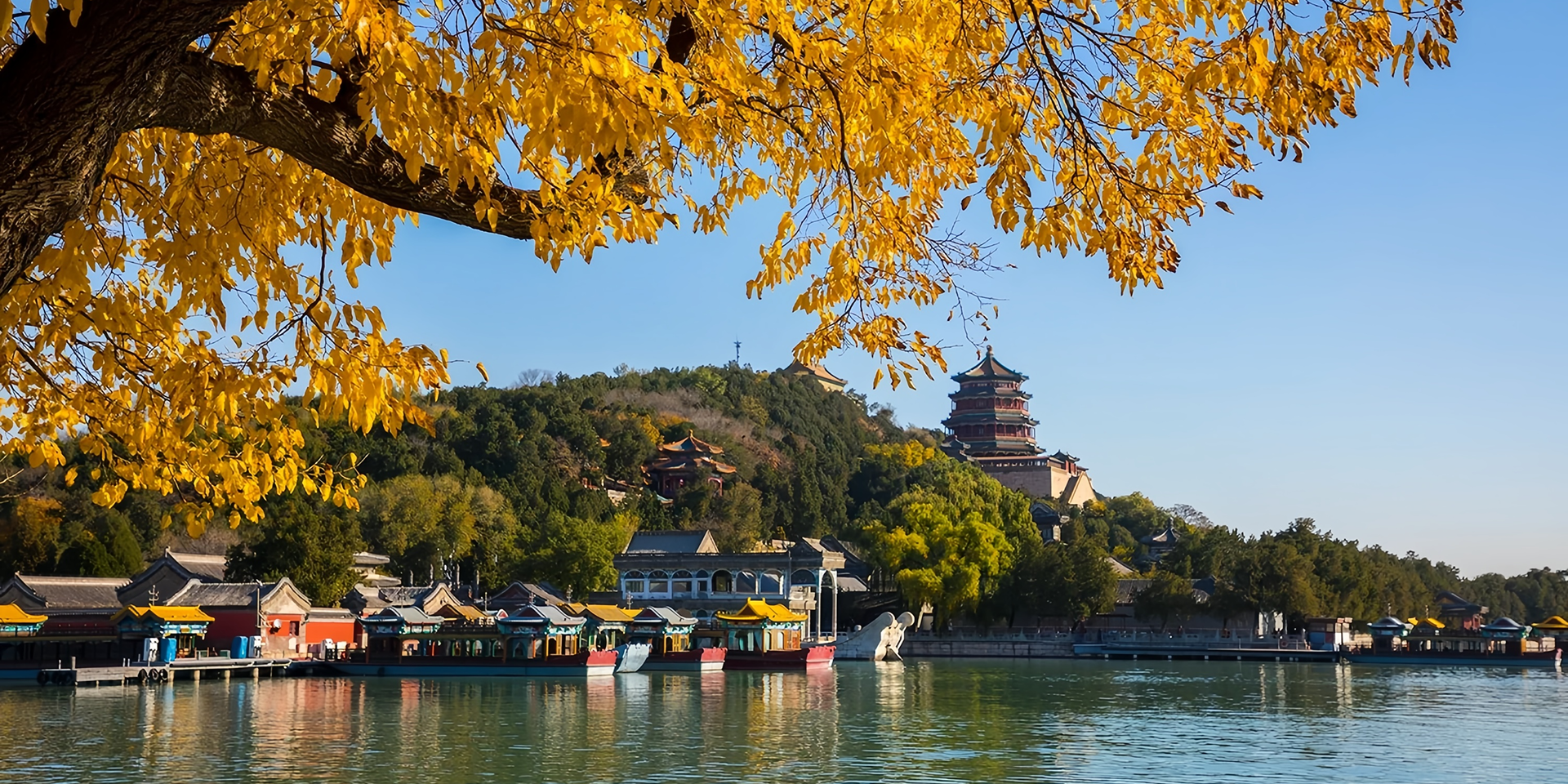 The Summer Palace and its traditional lakeside architecture in Beijing