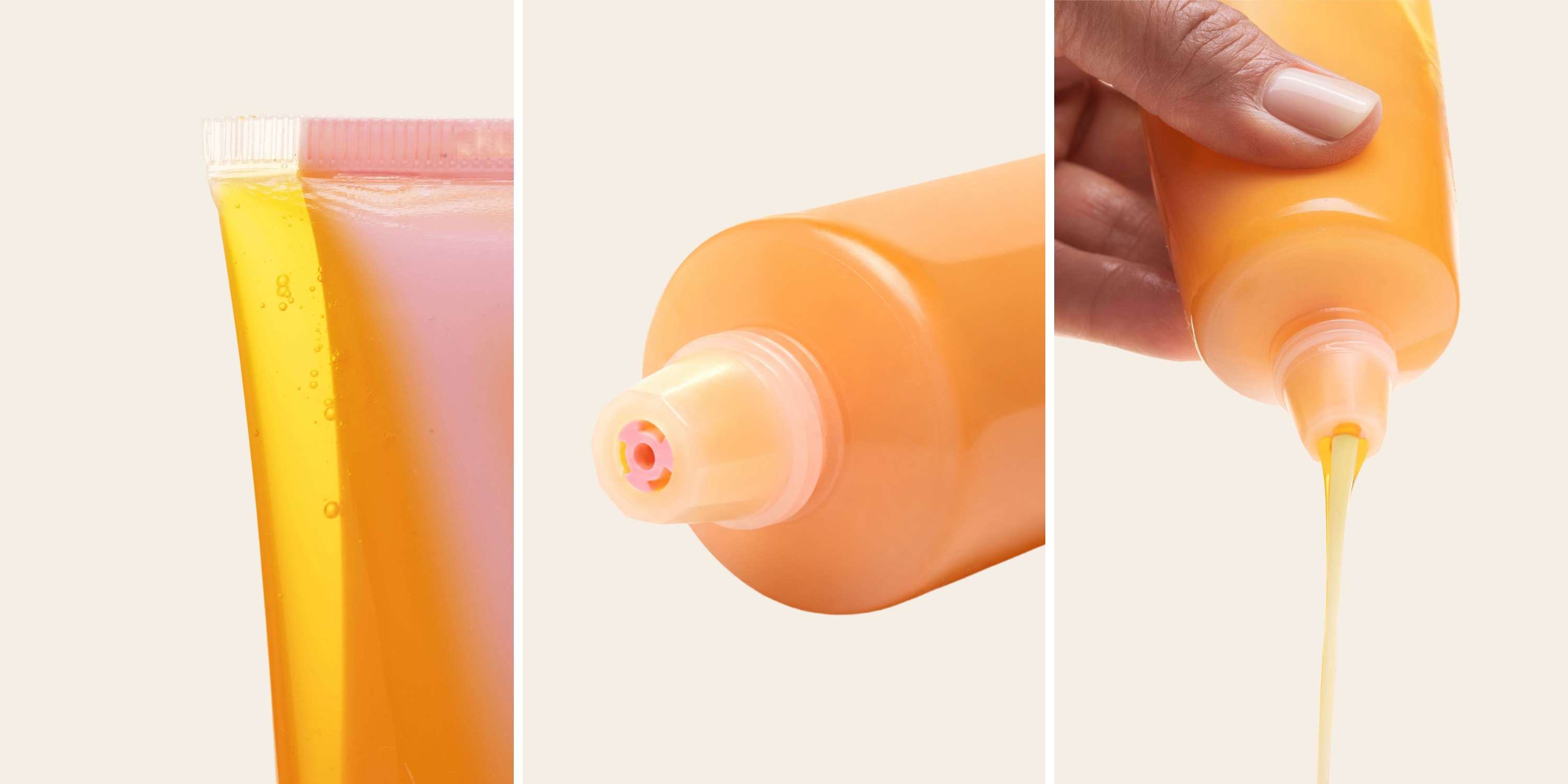 tubo cosmetico concentrico con prodotto in uscita