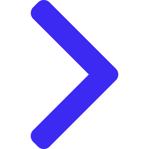 Blue right-pointing arrow icon with rounded edges on a transparent background.
