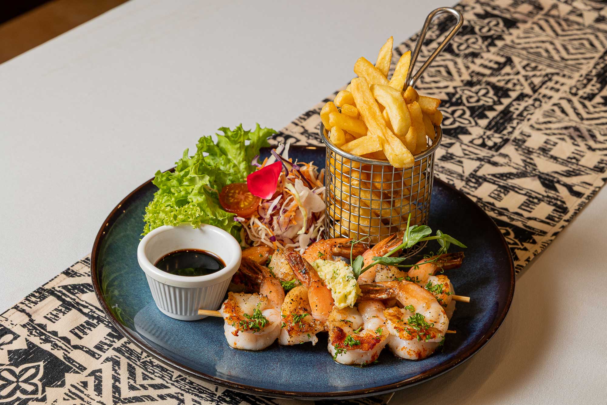 Prawn dish served at Corner Café in Nadi
