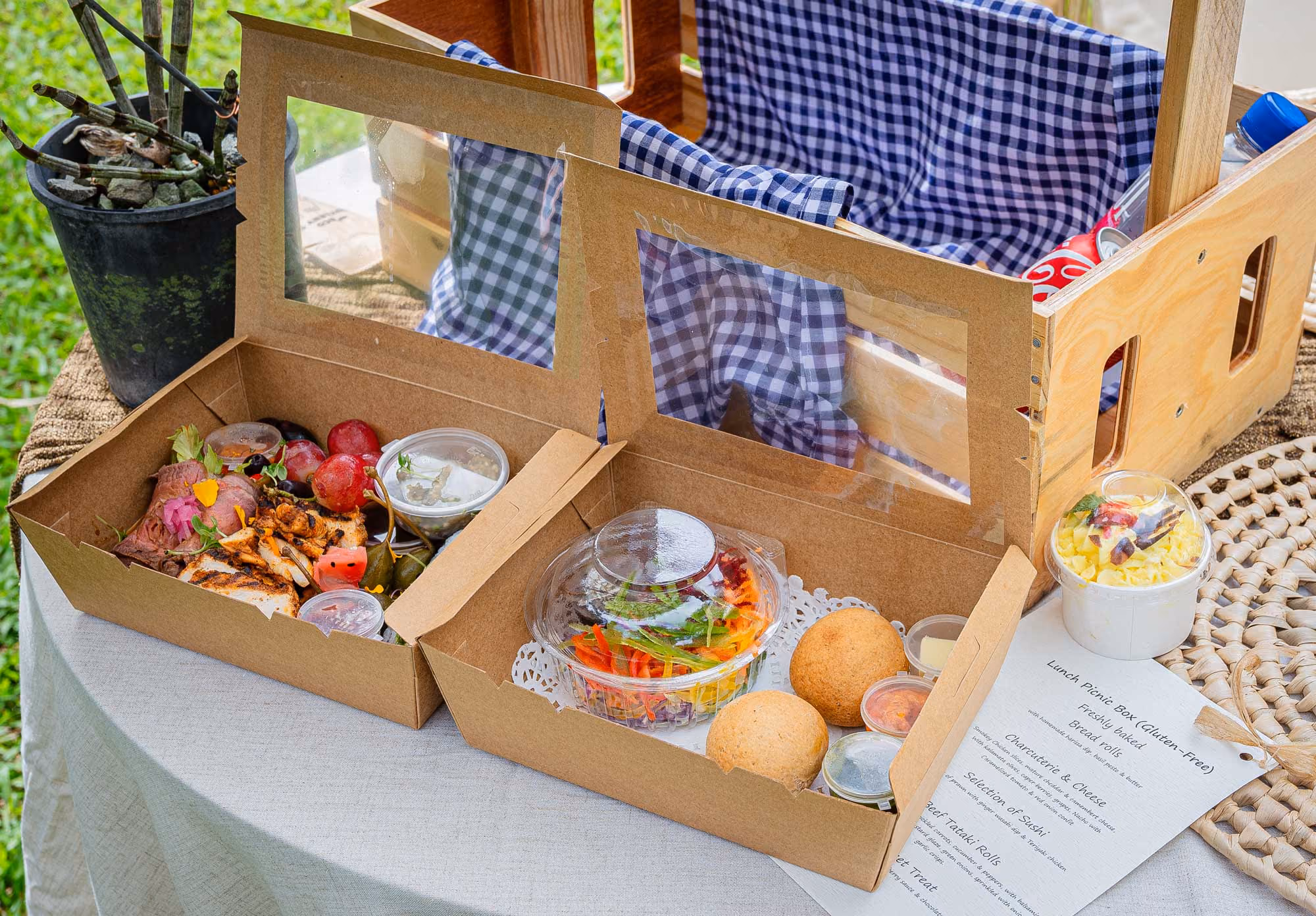 Prepared food for an outdoor catered occasion