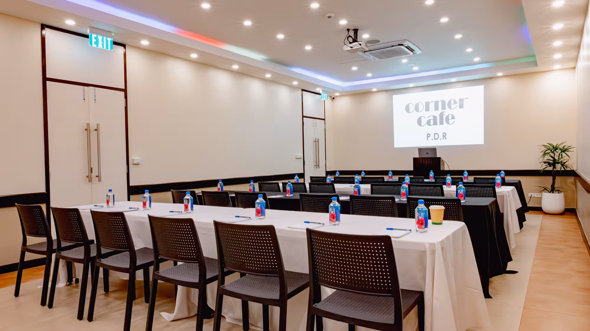 Private dining event setup at Corner Cafe