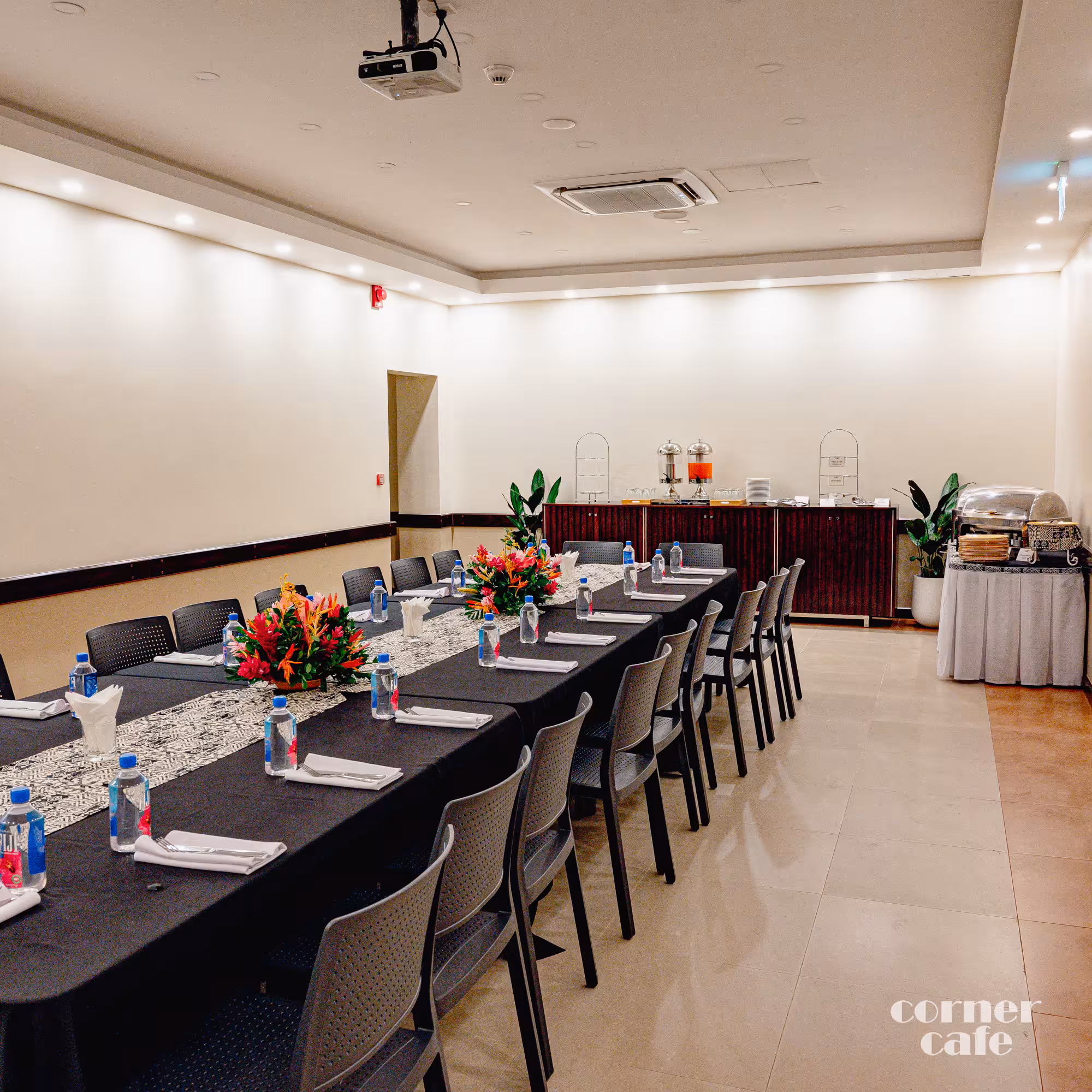 Private dining setup at Corner Cafe in Nadi