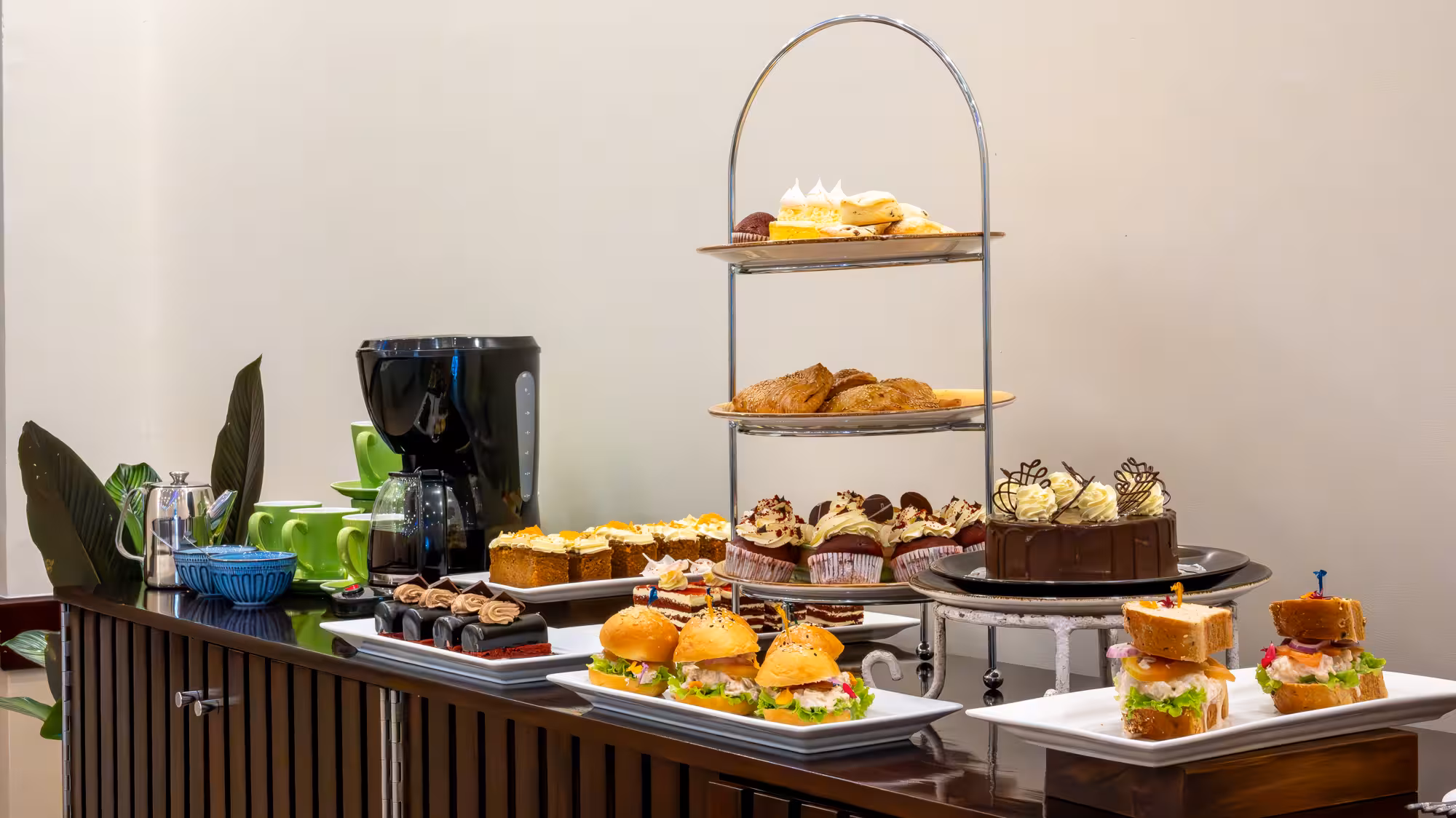 Tea and event table setup in the Corner Cafe private dining room