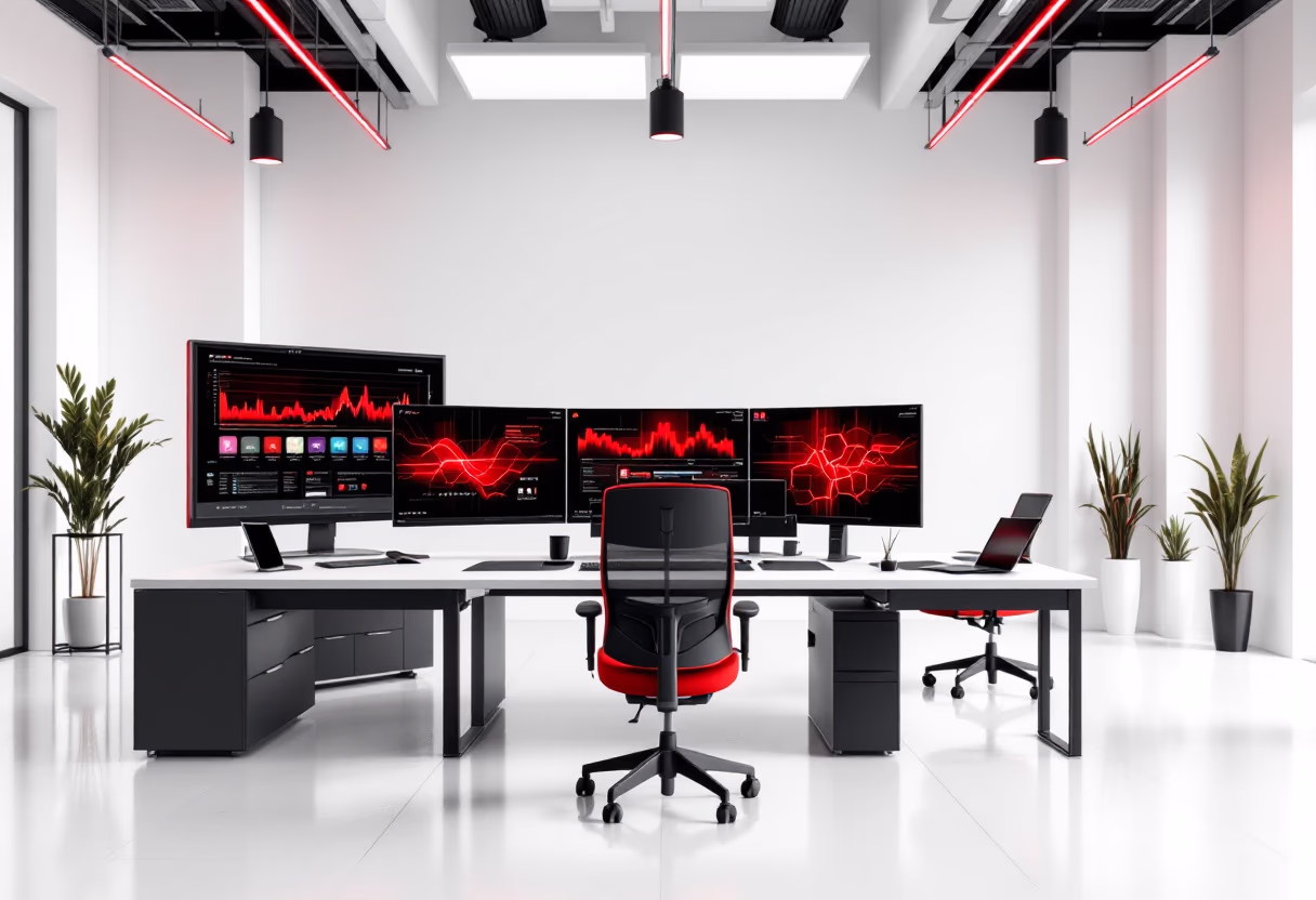[background image] image of open workspace with advanced tech equipment (for an ai education tech company)