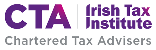 Logo featuring large purple letters CTA followed by the words Irish Tax Institute in smaller purple text and Chartered Tax Advisers in smaller gray text below.